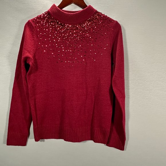 Juicy Couture Sweaters - Juicy Couture Sweater Womens Medium Red Sequin Sparkle Mock Neck Pullover